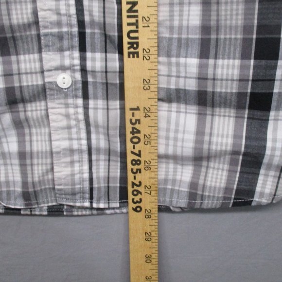 Levi Strauss Madras Plaid Button Down T-Shirt Black & Gray Men Size | M - Picture 5 of 8